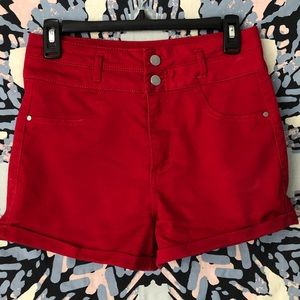 High waisted red jean shorts (size 7)